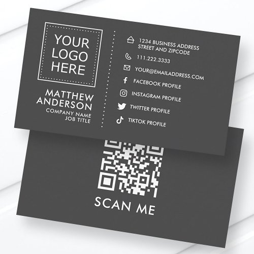 Modern Minimalist Social Media QR Code Logo Business Card