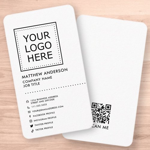 Modern Minimalist Social Media QR Code Logo Business Card