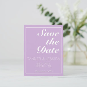 Modern Minimalist Soft Purple & White Save The Date