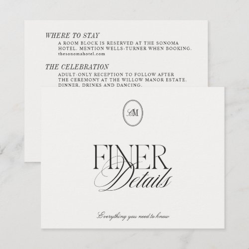 Modern Minimalist Soft White Wedding Details Enclosure Card