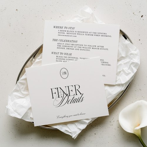 Modern Minimalist Soft White Wedding Details Enclosure Card