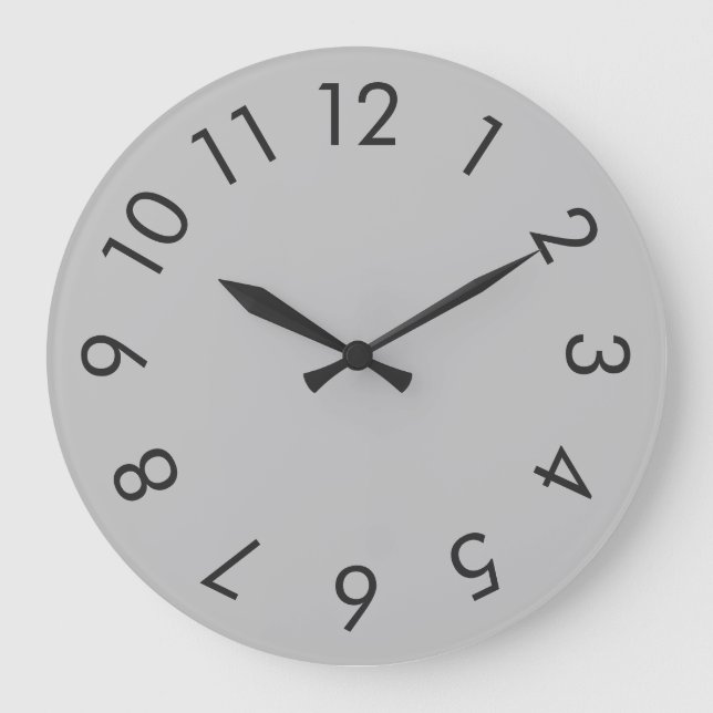 Modern Minimalist Solid Gray Large Clock (Front)