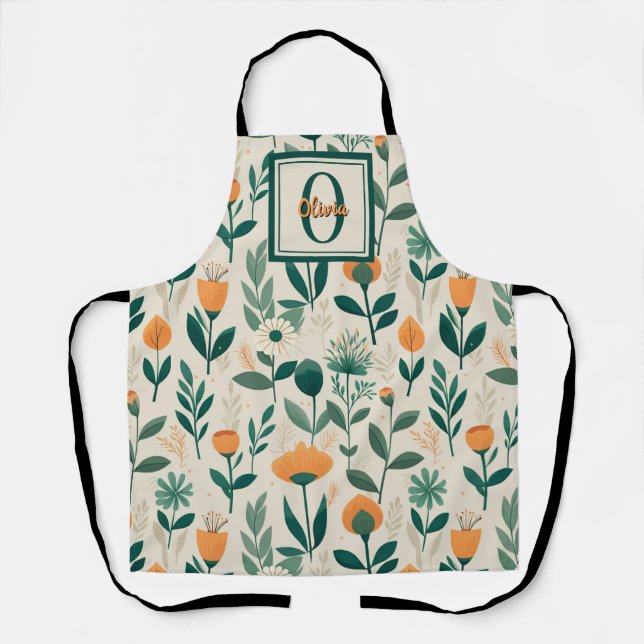 Modern Minimalist Spring Flowers Apron (Front)