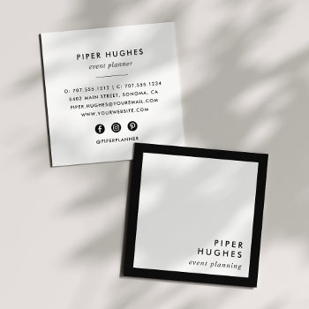 Modern Minimalist Square Business Cards | Black by RedwoodAndVine at Zazzle