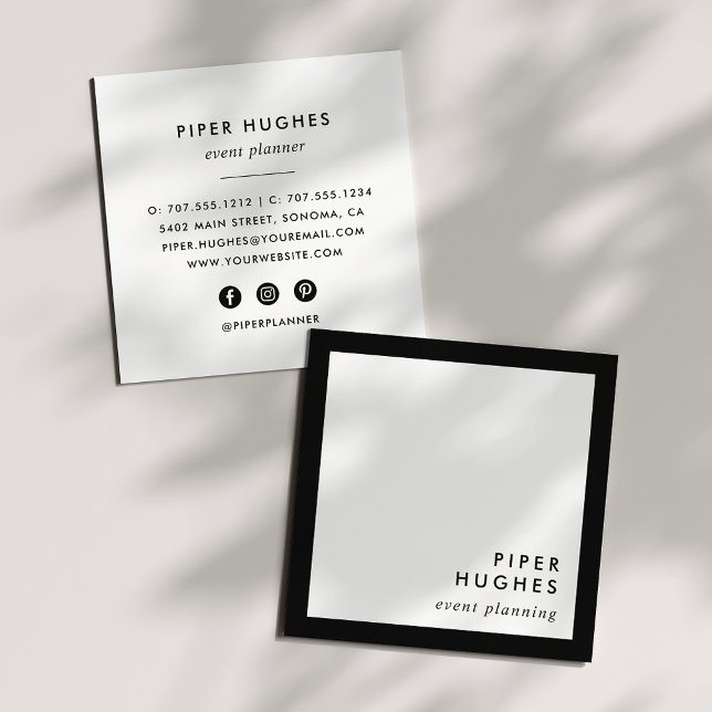 Modern Minimalist Square Business Cards | Black (Creator Uploaded)