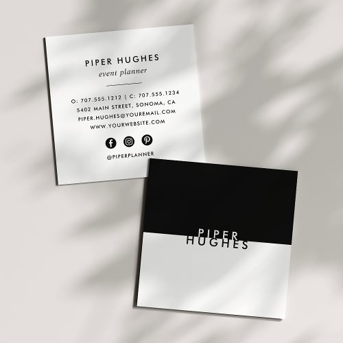 Modern Minimalist Square Business Cards  Black