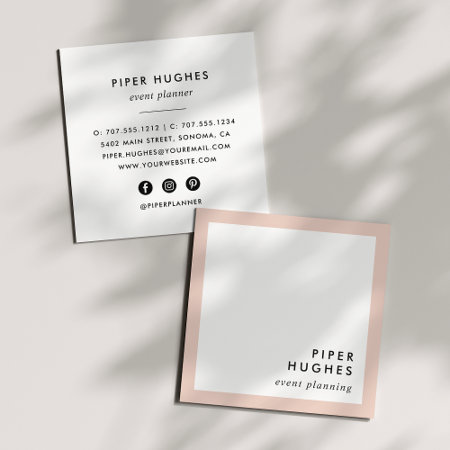 Modern Minimalist Square Business Cards | Blush