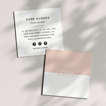Modern Minimalist Square Business Cards | Blush