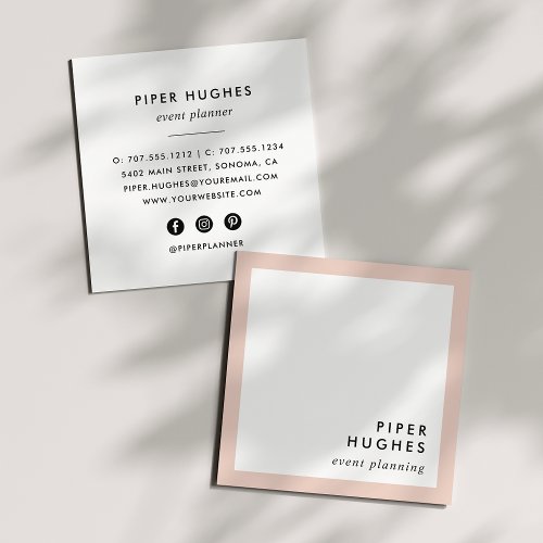 Modern Minimalist Square Business Cards  Blush