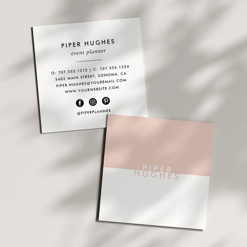 Modern Minimalist Square Business Cards  Blush