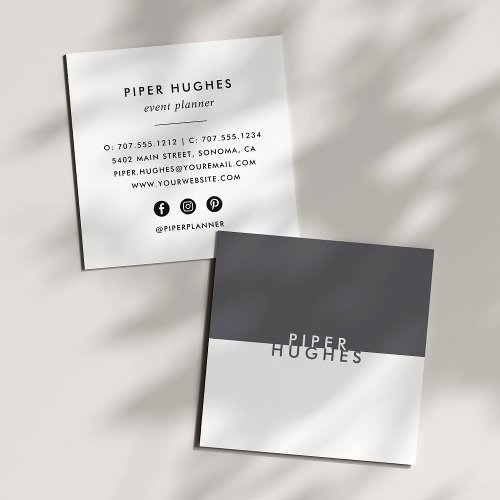 Modern Minimalist Square Business Cards  Gray