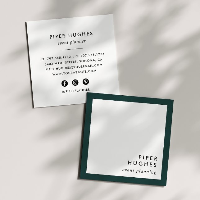 Modern Minimalist Square Business Cards | Hunter (Creator Uploaded)