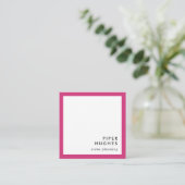 Modern Minimalist Square Business Cards | Magenta (Standing Front)