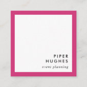 Modern Minimalist Square Business Cards | Magenta (Front)