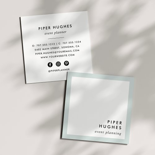Modern Minimalist Square Business Cards  Mist