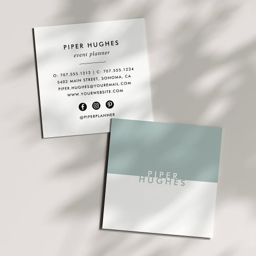 Modern Minimalist Square Business Cards  Sage