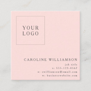 Modern Minimalist Square Professional Logo Pink Business Card