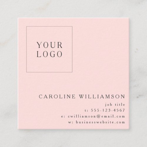 Modern Minimalist Square Professional Logo Pink Square Business Card