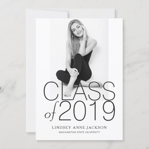 Modern Minimalist Stacked Text Graduation Photo Announcement