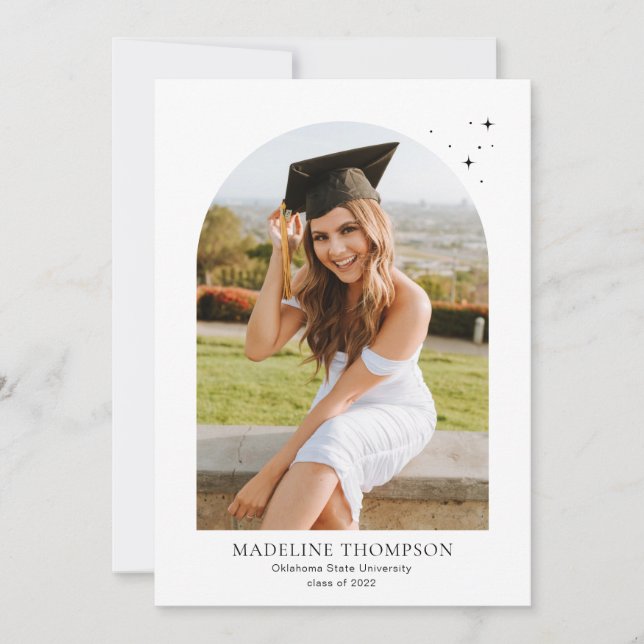 Modern Minimalist Star Arch 5 Photo Graduation Announcement (Front)