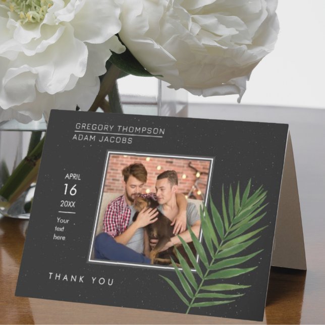 Modern Minimalist Starry Sky & Beach Palm Wedding  Thank You Card (Creator Uploaded)