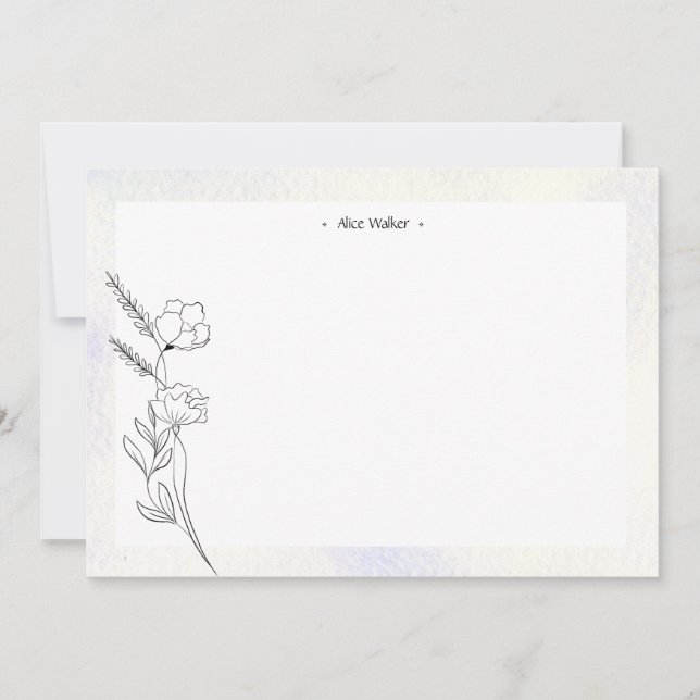 modern minimalist stencil floral note card (Front)