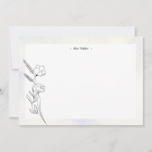 modern minimalist stencil floral note card