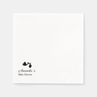 Modern & Minimalist Stork Silhouette Baby Shower Napkins