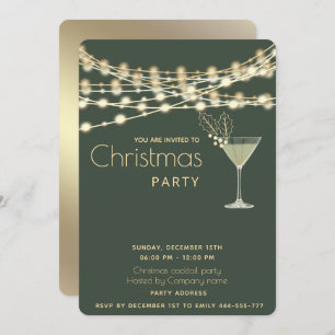 Modern minimalist string lights cocktail party invitation