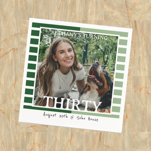 Modern Minimalist Striped 30th Birthday Photo