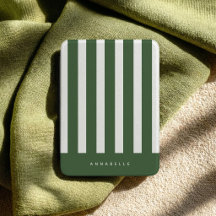 Modern Minimalist Striped Olive Green Custom Name