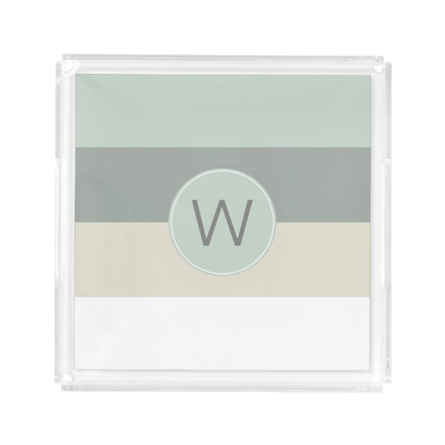 Modern Minimalist Stripes Pattern with Monogram Acrylic Tray (Front)