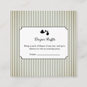 Modern & Minimalist Stripes Stork Baby Shower Enclosure Card
