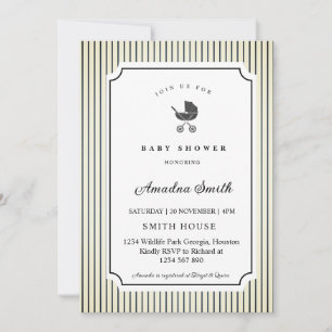 Modern & Minimalist Stripes Stroller Baby Shower Invitation