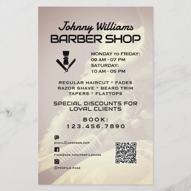 Modern minimalist style barber flyer (Front)