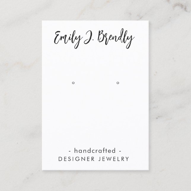 Modern Minimalist Stylish Jewelry Earring Display Business Card (Front)