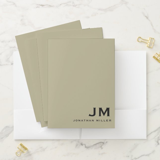 Modern Minimalist Stylish Monogrammed Pocket Folder (In Situ)