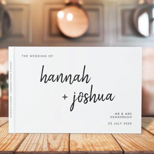 Modern Minimalist  Stylish Script Simple Wedding Guest Book