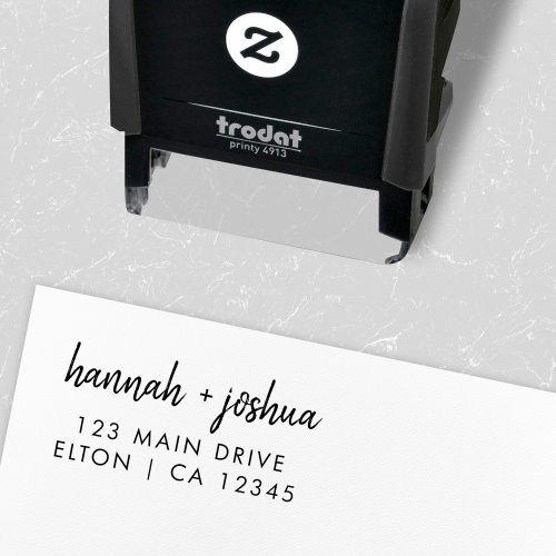Modern Minimalist  Stylish Script Wedding Address Self_inking Stamp