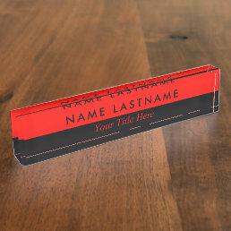 Modern Minimalist Stylish Simple Half Black Red Desk Name Plate