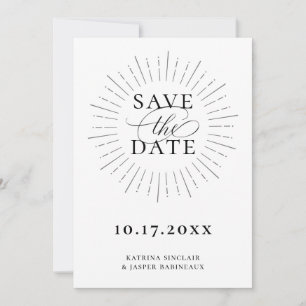 Modern Minimalist Sunburst Save the Date Announcement