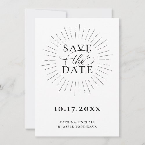 Modern Minimalist Sunburst Save the Date Announcement