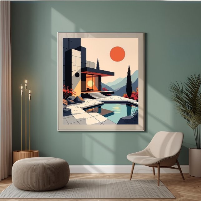 Modern Minimalist Sunset Villa Poster (Creator Uploaded)