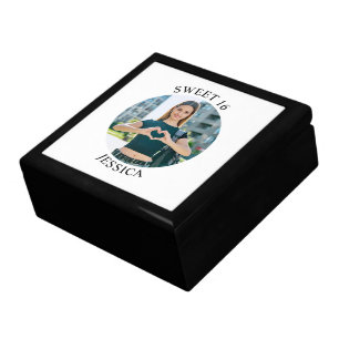 Modern Minimalist Sweet 16 Birthday Circle Photo Gift Box