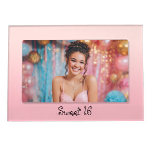 Modern Minimalist Sweet 16 Blush Pink Ombre Magnetic Frame