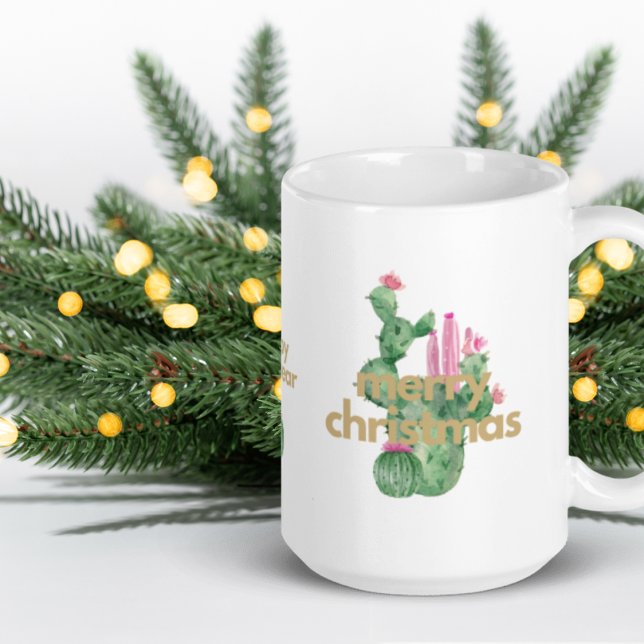  Modern Minimalist Sweet Merry Christmas Cacti Mug (Creator Uploaded)
