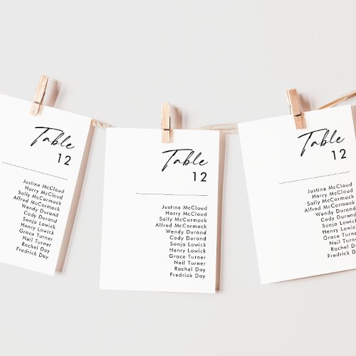 Modern Minimalist Table Number Seating Chart