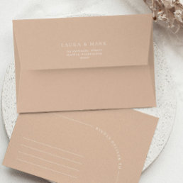 Modern Minimalist Tan Arch Wedding Envelope