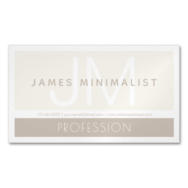 Modern Minimalist | Taupe Earth-tones Business Card Magnet (Front)