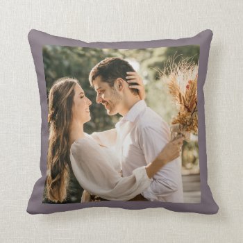 Modern Minimalist Taupe Grey Couple Wedding Photo Throw Pillow by littleteapotdesigns at Zazzle